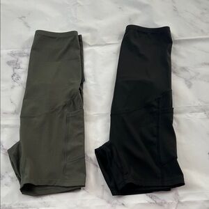 Set of 2 Maternity High waisted Workout Shorts with Side Pockets - Size M